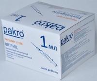 1 мл трехкомпонентный шприц Pakro инсулиновый U100 , с иглой 0,3х13, 100 шт купить в Владимире