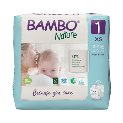 Эко-подгузники Bambo Nature 1 (2-4 кг), 22 шт купить оптом в Владимире